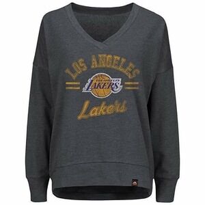 Los Angeles Lakers NBA Seductive Pop Sweatshirt Majestic Grey Women's SMALL NWT